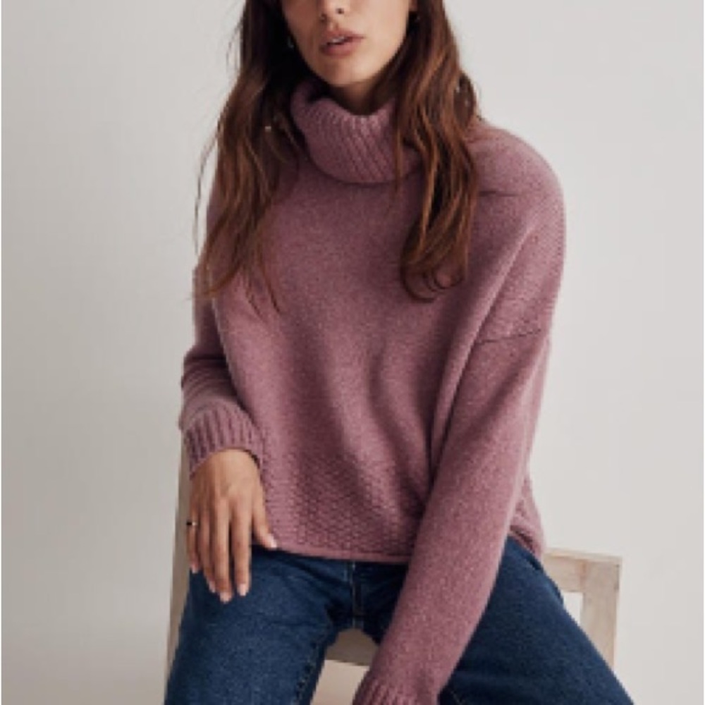 Madewell Sadler Turtleneck Sweater, Pink, XS